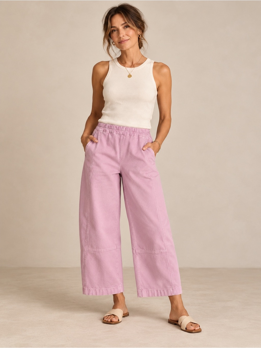 Anthropologie Pilcro Izzie Pink Pull-On Barrel Leg Pants Medium